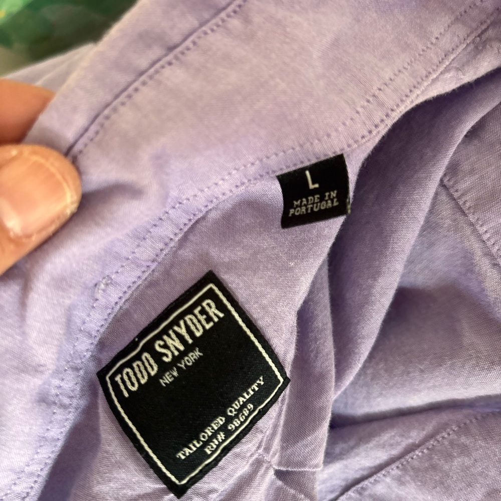Todd Snyder lavender cotton button down shirt size large - Picture 4 of 7